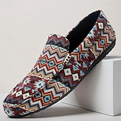economico Mocassini casual-mocassini da uomo in jacquard multicolore con motivo a zigzag – scarpe casual slip-on alla moda per feste, vacanze e resort estivi