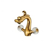 economico Rubinetti per lavandino bagno-Rubinetto per lavabo - Classico Galvanizzato Set centrale Due maniglie un foroBath Taps