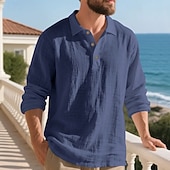 Herre Linskjorte Golf skjorte Arbeid Avslappet Knaphul Langermet Grunnleggende Moderne عادي Knapper Vår Høst Normal Svart Hvit Navyblå Kakifarget Militærgrønn Lyseblå Linskjorte billige Herre Klassisk Polo-Herre Linskjorte Golf skjorte Arbeid Avslappet Knaphul Langermet Grunnleggende Moderne عادي Knapper Vår Høst Normal Svart Hvit Navyblå Kakifarget Militærgrønn Lyseblå Linskjorte