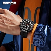 Χαμηλού Κόστους Ψηφιακά Ρολόγια-Μόδα SANDA Κορυφαία Μάρκα Νέο 6282 Ανδρικό Ηλεκτρονικό Ρολόι Διπλή Οθόνη Σπορ Αδιάβροχο LED Ανδρικό Χρονόμετρο Ηλεκτρονικό Ρολόι