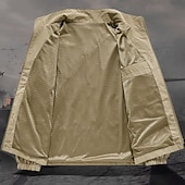 economico Giubbotti Casual-Per uomo Giacca Leggera Giacca Casual All'aperto Vacanza Caldo Cerniera Tasca Autunno Inverno Semplice Moda Streetwear Colletto Mao Regolare Nero Cachi Verde militare Blu scuro Grigio Giacca