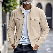 preiswerte Lässige Jacken-Herren Leichte Jacke Cordjacke Freizeitjacke Urlaub Täglich Atmungsaktiv Tasche Frühling Herbst Einfach Mode Klassisch Revers Regulär Schwarz Braun Hellgrau Armeegrün Aprikose Jacken