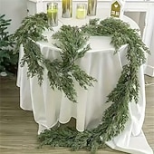 baratos Coroas, Grinaldas &amp; Guirlandas-guirlanda de natal com agulhas de pinheiro cedro de 2 metros – escada festiva para casa e decoração de parede