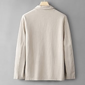 billiga Herrars klassiska kavajer-Herr Linne blazer Kavaj Företag Cocktailfest Bröllopsfest Mode Ledigt Vår Höst Linne- / bomullsblandning Slät Ficka Knappar Bekväm Enkelknäppt Blazer Marinblå Aprikos Grå