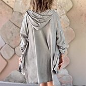 baratos Blusas Simples Femininas-Mulheres Jaqueta casual Casaco com capuz Confortável Respirável Zíper Bolsos Moda Moderno Casual Tecido Para Noite Final de semana Zíper Padrão Com Capuz Normal Manga Longa agasalhos Rosa Cinzento