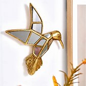 お買い得  彫刻-1個のクリエイティブ樹脂素材の金色のハチドリ型の装飾壁掛け。表面に鏡の象嵌の特別なデザインが施されており、家のパーティーや動物の家の装飾吊り下げに最適です。
