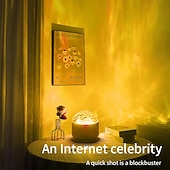 billiga Projektorlampor-galaxy light 16 färger aurora nattlampa projektor havsvågsprojektor med fjärrkontroll usb-laddning norrskensprojektor för sovrum heminredning presenter