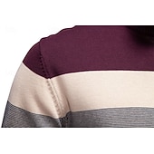 abordables Pulls et cardigans élites pour hommes-Homme Pull Tricoter Hauts Réguliers Demi-zip Bandes Rayé Col montant ancien Frais École Vacances Vêtement Tenue Printemps Automne Noir Violet S M L