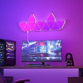 abordables Lumières Décoratives Intelligentes-Lampes triangulaires à LED, wi-fi, Bluetooth, USB, ambiance quantique, veilleuse pour chambre à coucher, décoration créative, appliques murales