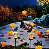 ieftine Novelty-rășină solară Halloween dovleac rotund joben pălărie dovleac ochelari dovleac fantomă vrăjitor dovleac cap de pisică dovleac fantomă ascuțită pălărie fantomă mantie pisică cioară schelet curte în aer