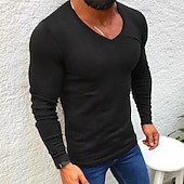 זול סוודר סוודר לגברים-בגדי ריקוד גברים סוודר סוודר סוודר סרוג מצולע לִסְרוֹג חולצות רגילות סרוג אחיד צווארון V אופנתי בסיסי חופשה לבוש יומיומי ביגוד סתיו חורף שחור לבן S M L