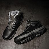 abordables Botas de invierno y nieve-Botas de trabajo clásicas con cordones de piel sintética color tostado para hombre: botines de seguridad duraderos para exteriores, construcción, senderismo y uso diario.