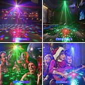 tanie Lampy projekcyjne-Oświetlenie imprezowe 3 w 1 USB z dźwiękiem, kula dyskotekowa, RGBW, 4 soczewki, stroboskop DJ, oświetlenie sceniczne z pilotem, na imprezy, taniec w pomieszczeniach, karaoke, pokazy KTV, klub