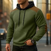 abordables sudaderas basicas hombre-Hombre Sudadera Sudadera con capucha y diseño de gofres Sudadera Con Capucha Albaricoque Negro Verde Ejército Gris Claro Con Capucha Plano Retazos Bloque de Color Deporte Casual Diario Ropa de calle
