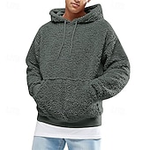 baratos hoodies básicos dos homens-Homens Moletom Moletom de lã Preto Rosa Verde Café Cinzento Com Capuz Tecido Com Cordão Bolsos Desportos e Ar livre Diário Feriado Poliéster Roupa de rua Básico Casual Outono Inverno Roupa Moletons