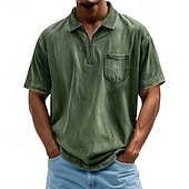 economico Polo classica da uomo-Per uomo Polo Polo con zip a un quarto Abbigliamento quotidiano Data Zip a un quarto Manica Corta Moda Essenziale Semplice Cerniera Tasca Estate Vestibilità regolare Nero Rosa Blu reale Blu Viola