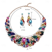 baratos Conjuntos de Jóias-Conjunto de Jóias 2 Com Strass cromada Brincos Colares Mulheres Elegante Vintage Moda Estilo vintage Clássico Conjunto de jóias Para Casamento Festa Ocasião Especial