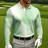 abordables Polo de golf pour homme-Homme Géométrique Golf Polo manche longue Polos Revers Occasionnel Athleisure Tenue quotidienne Impression 3D Boutons Printemps Automne Hiver Bleu Clair Bleu Violet