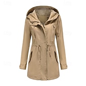 abordables Parka Décontractée-Femmes Veste Décontractée Chaud Confortable Fermeture éclair Avec Poches Mode Extérieur Uni Sortir Week-end Fermeture éclair Régulier À capuche Coupe régulière manche longue Vêtements d&#039;extérieur