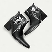 levne Boty pro muže-Pánské Boty Motorkářské boty Retro Halloween Chůze Kůže Italská celozrnná hovězí kůže Pohodlné Protiskluzové Teplý Kotníčkové Povaleč Černá Podzim Zima
