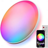 cheap Smart Home Lights-Smart LED Ceiling Light WiFi, RGB Flush Mount Ceiling Light Fixture, 16 Million DIY Colors, Compatible with Alexa Google Home, 2700K-6500K Ceiling Lights for Bedroom Living Room