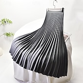 ieftine Fuste de șifon-Pentru femei Fustă Leagăn Modă Casual Maxi Talie Medie Fuste Simplu Plisată Micro-elastic Vacanță Stradă Negru Alb Bleumarin Gri Închis Vară Șifon Poliester
