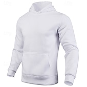economico Felpa con cappuccio in pile-Per uomo Felpa con cappuccio Maglione Felpa con cappuccio in pile Felpa con cappuccio foderata in pile Nero Bianco Giallo Rosa Rosso Con Cappuccio Semplice Tasca Sport &amp; Outdoor Casuale Quotidiano
