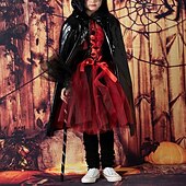levne Dívčí halloweenské kostýmy-Děti Dívčí předvečer Všech svatých Pláštěnka Pevná barva Módní Venkovní Kabát Svrchní oděvy 4-12 let Podzim Černá Světlá růžová Rubínově červená