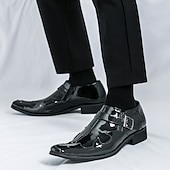 economico Formale-scarpe eleganti da uomo in pelle nera con cinturino alla caviglia – calzature formali da ufficio per matrimoni, feste e lavoro