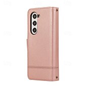 Недорогие Чехлы для Samsung-телефон Кейс для Назначение SSamsung Galaxy Z-образный сгиб 7 Z-сгиб 6 Z Fold 5 Z Fold 4 Кейс на заднюю панель Зеркальная поверхность с ремешком Откидная подножка Ретро ТПУ Кожа PU