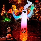 economico Halloween all&#039;Aperto-1 lampada gonfiabile da 2,4 m/8 piedi con striscia luminosa bianca a forma di fiamma per Halloween, modello ad aria, per interni ed esterni, cortile, giardino, prato, atmosfera di festa, spina