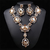 voordelige Sieradensets-Sieradenset 2 Kromi 1 Ketting Oorbellen Dames Elegant Vintage Modieus Vintagestijl Klassiek Sieraden set Voor Bruiloft Feest Bruiloft gast