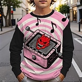 お買い得  男の子のハロウィンコスチューム-ハロウィーン 男の子 3D ゴースト Tシャツ Ｔシャツ 長袖 春 秋 ファッション ベーシック 子供 4〜12年 クルーネック アウトドア カジュアル 日常 レギュラー