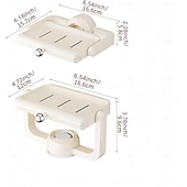 voordelige Opslagrekken-Wandgemonteerde zuignap roterende zeepbak met afvoer, niet-borende spons en zeeprek organizer, perfect voor douche, badkamer, bad en keukengootsteen