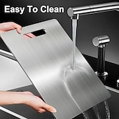 お買い得  キッチン用品＆小物-ステンレススチール製のまな板 - 両面デザイン、キッチンやレストランでの使用に適した食品グレードの金属製まな板