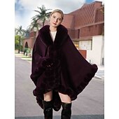 billige Pelssjal-Pelssjal Elegant Hold Varm Ermeløs Flaggermusermer Polyester Bryllup Wrap Med Ren Farge Til Spesiell Leilighet Høst vinter