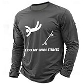 olcso Vicces férfi pólók-Férfi Hosszú Ujjú Grafikus Póló Én Végzem A Művemet Gördeszka Vicces