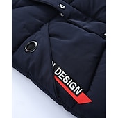 preiswerte Mädchen Daunen- und Parkajacke-Kinder Jungen Daunenmantel Kapuzenjacke Oberbekleidung Buchstabe Langarm Reißverschluss Tasche Mantel Outdoor Täglich Schwarz Rote Marineblau Winter Ab 4 Jahren