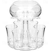 cheap Kitchen Utensils &amp; Gadgets-6 Shot Glass Dispenser and Holder Acrylic Liquor Dispenser Set with Cup Rack Durable Anti Drop Six Cup Pourer Perfect Bar Accessory Whiskey Vodka Drinkware Gift Set