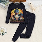 baratos Animais 3D do Menino-Para Meninos 3D Dinossauro Conjuntos de pijama Conjuntos de pijama com camiseta e calça Manga Longa Impressão 3D Outono Inverno Ativo Básico Infantil 4 anos + Gola Redonda Casa Diário Normal