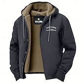 economico Giubbotti Casual-Per uomo Giacca in Pile Giacca con Cappuccio Formale Casa Fodera in Pile Portatile Tasca Con cappuccio Primavera Autunno Inverno Tinta unica Attivo Vintage Con Cappuccio Regolare Marrone Grigio