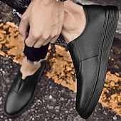 abordables Chaussures Décontractées Slip-On-Chaussures blanches à enfiler en cuir pour hommes - minimalistes et confortables, adaptées aux professionnels occupés au bureau et dans des environnements décontractés