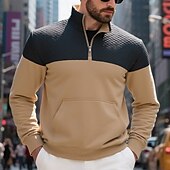abordables Sudadera con capucha de vellón-Hombre Sudadera Sudadera con estampado de gofres Sudadera con capucha y cremallera de un cuarto Sudadera con capucha de lana Sudadera con capucha forrada de polar Negro Verde Ejército Azul Marino