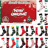 cheap Advent Calendar-Christmas Socks Advent Calendar 2025 Women Adult Kids Xmas Gift Sock Advent Calendar Girls Boys 12 Pairs Christmas Socks