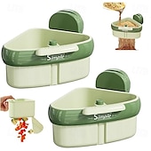 preiswerte Küchenutensilien &amp; Gadgets-2er-Pack Eckregal mit Saugnapf für die Spüle, Siebkorb für die Druckspüle, automatischer Abtropfkorb, Schwammhalter für den Wasserhahn, abnehmbarer Aufbewahrungsorganizer für die Küchenspüle