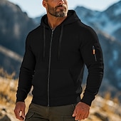 economico Felpa Tattica-Per uomo Felpa con cappuccio Felpa con cappuccio e zip corta Felpa con cappuccio in pile Felpa con cappuccio tattica Nero Bianco Verde militare Rosso Borgogna Con Cappuccio Semplice Cerniera
