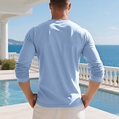 levne Pánská trička pro volný čas-Pánské Tričko Tričko Henley Trička Tričko Top Dlouhý rukáv Henley Jaro Podzim Bez vzoru Módní Designové Základní Kapsy Dovolená ulice Jdeme ven Fialová Top tričko pro muže