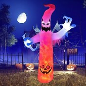 economico Halloween all&#039;Aperto-1 lampada gonfiabile da 2,4 m/8 piedi con striscia luminosa bianca a forma di fiamma per Halloween, modello ad aria, per interni ed esterni, cortile, giardino, prato, atmosfera di festa, spina