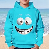 baratos Animais 3D do Menino-Moletom com capuz estampa 3D para meninos, estampa engraçada com sorriso, manga longa, moda outono inverno, streetwear, crianças de 4 a 12 anos, com capuz, casual, para atividades ao ar livre, ajuste