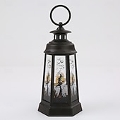 preiswerte Halloween drinnen-1 pc 14,5 cm halloween dekorative led wind licht desktop ornament retro hexagonal led wind licht party dekoration prop anhänger